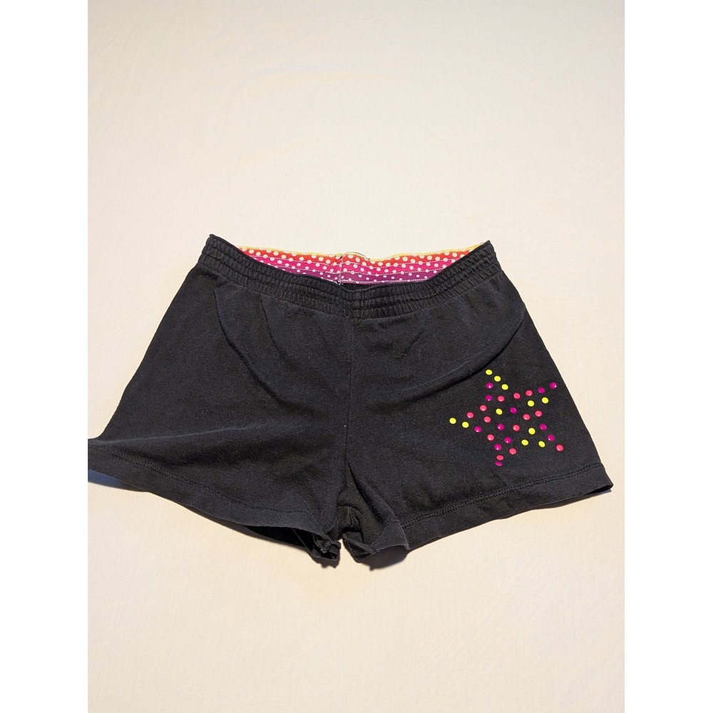 Faded Glory Girls Black Star Studded Active Shorts Size M 7-8 Pink Yellow